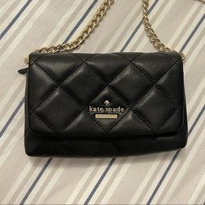 Kate Spade Black Quilted Leather Purse with Gold Chain Strap